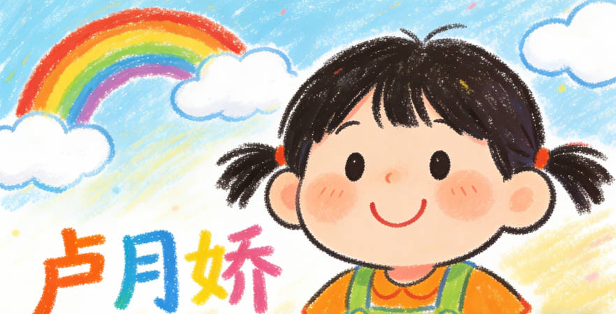 “盧月嬌”，“月”的柔和中和“嬌”的美好，既不夸張又有寓意