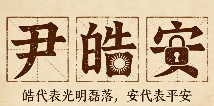 尹皓安，皓代表光明磊落，安代表平安