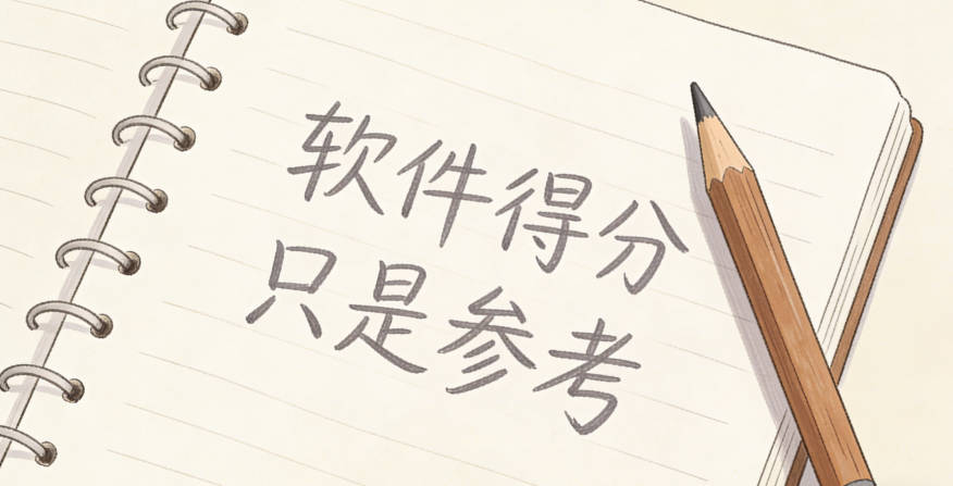 軟件得分只是參考，不能作為唯一標準